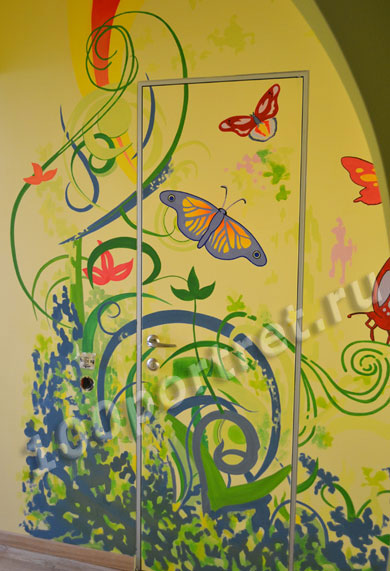 Абстракция Бабочки настенная роспись